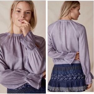 BELLA DAHL Purple Long, Bell Sleeve Top, Sz XS